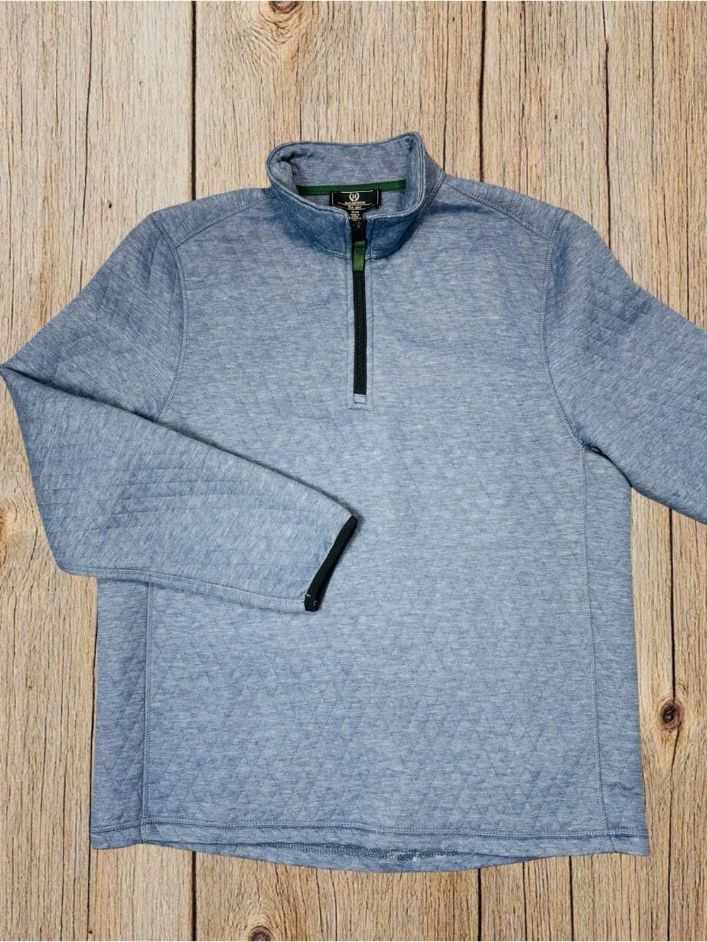 NWT New Magaschoni Blue Quilted Half-Zip Sweater Size XL
